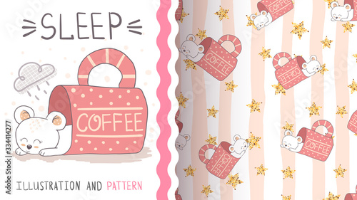 Polar bear sleep - seamless pattern