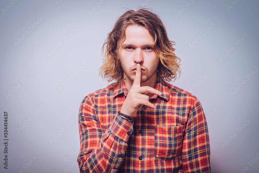 man put finger on her lips man put finger on her lips