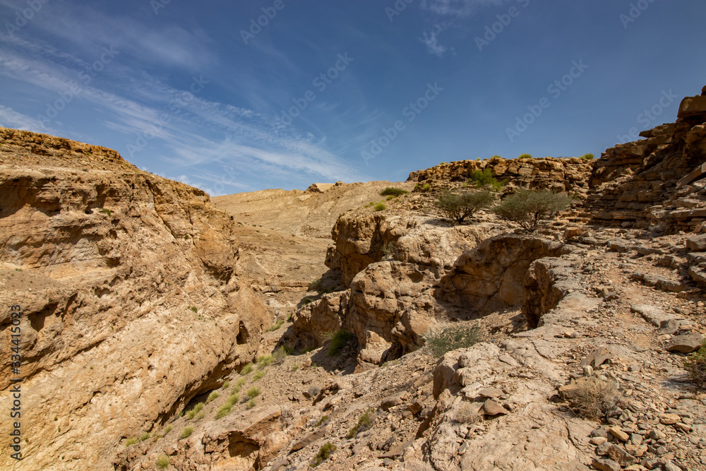 Viewpoint of mountains at Wadi Bani Khalid near Bidiyya in Oman