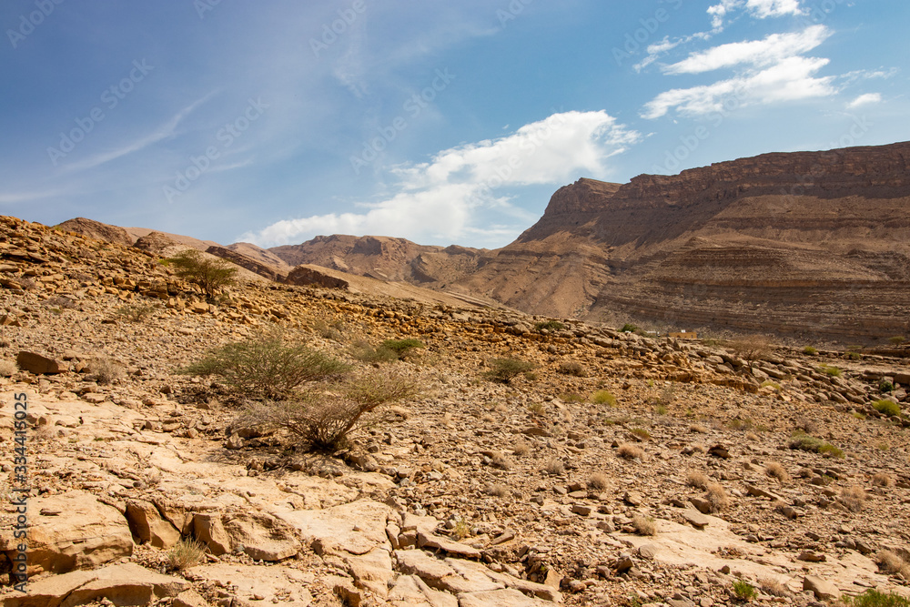 Viewpoint of mountains at Wadi Bani Khalid near Bidiyya in Oman