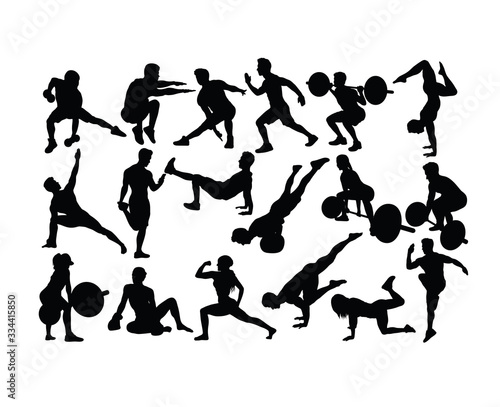 Gymnastics   Weight Lifting and Fitness  art vector silhouettes design