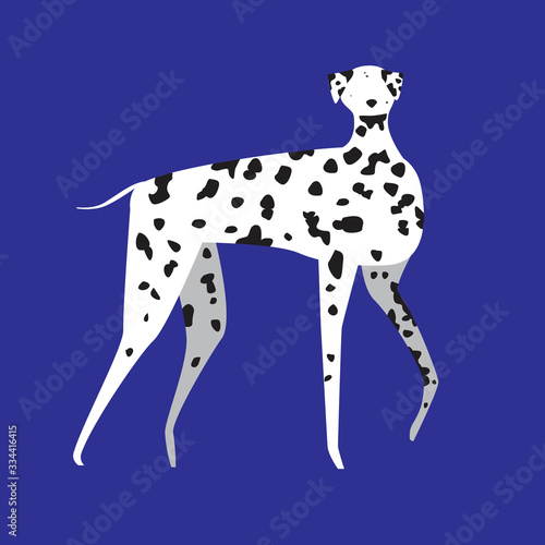 A scandinavian dog dolmatinsky for children  a cute vector stock illustration with doodle pet on a blue background