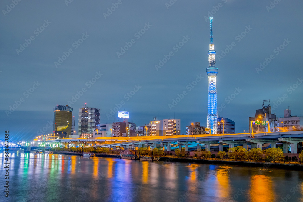 Tokyo,Japan December 2,2019:View of Tokyo Sky Tree, the highest free-standing structure in Japan.