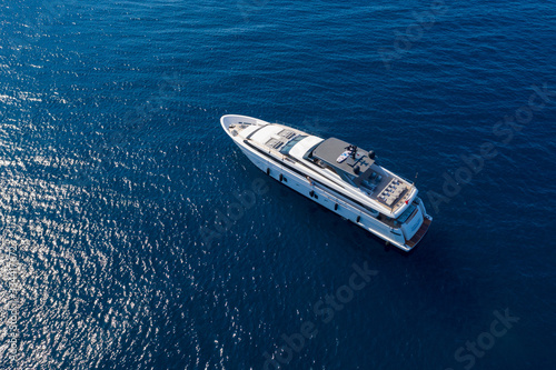 Aerial drone photo of a luxury yacht of the coast of Isola de Ischia, Italy © iAmTasweer