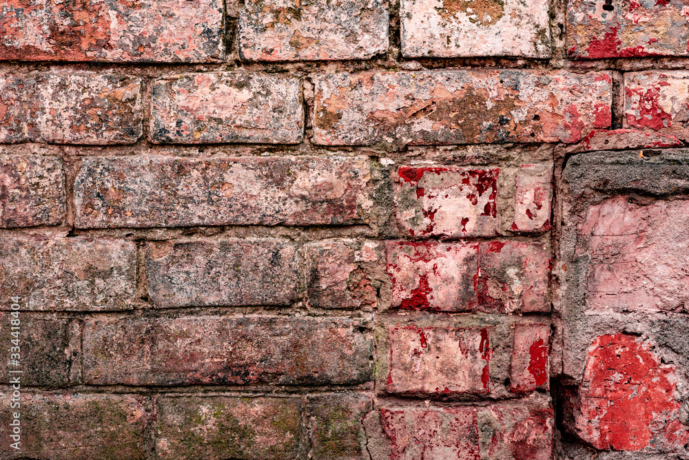 Texture of a brick wall with cracks and scratches which can be used as a background Texture of a brick wall with cracks and scratches which can be used as a background