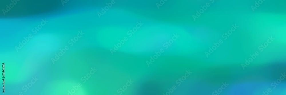 unfocused horizontal banner background texture with light sea green, dark cyan and turquoise colors and space for text or image