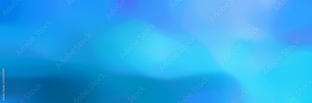 Fototapeta soft unfocused horizontal banner background bokeh graphic with dodger blue, light sky blue and turquoise colors space for text or image
