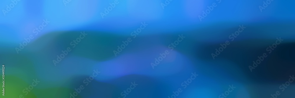 Fototapeta blurred bokeh iridescent horizontal header background texture with strong blue, teal blue and dark slate gray colors space for text or image