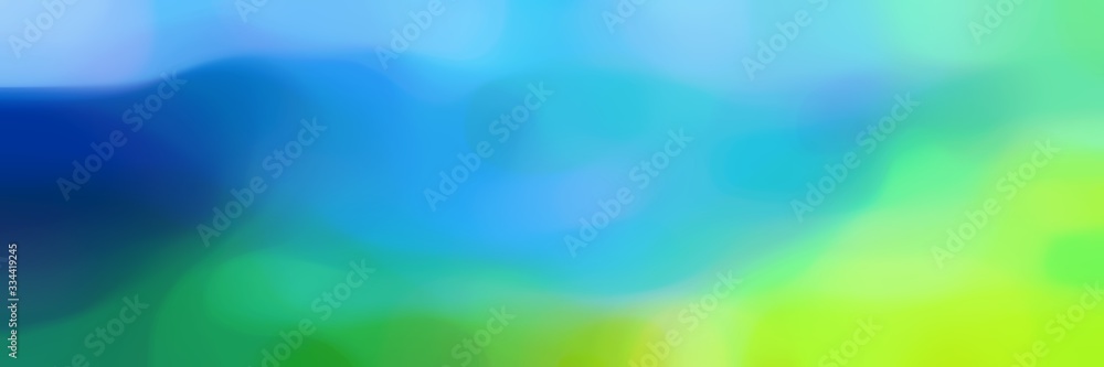 blurred horizontal header background bokeh graphic with medium turquoise, moderate green and midnight blue colors and space for text or image