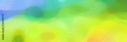 soft blurred horizontal banner background graphic with green yellow, sky blue and medium sea green colors and free text space