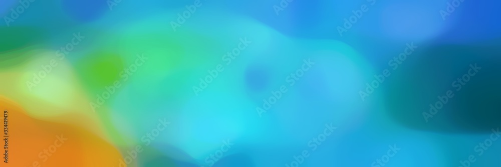 Fototapeta soft blurred horizontal card background graphic with medium turquoise, peru and light sea green colors and free text space