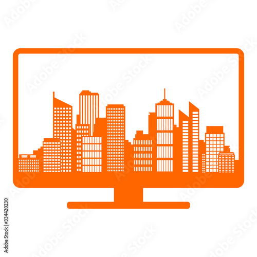 Stadtsilhouette und Monitor