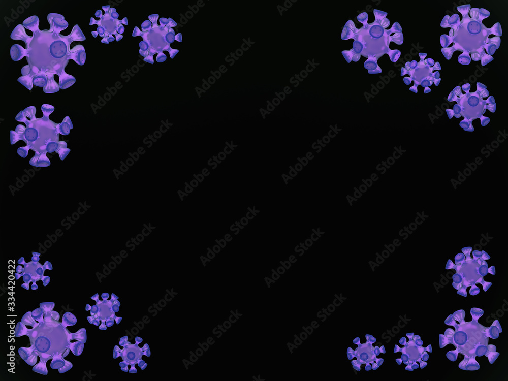 Coronavirus Covid-19, Hantavirus concept on dark Background. 3d render