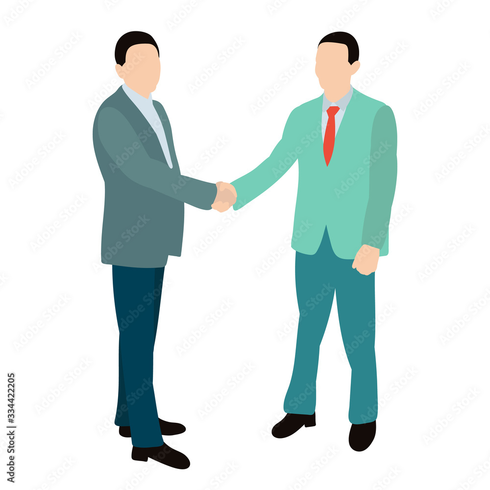 flat style people men businessmen shaking hands