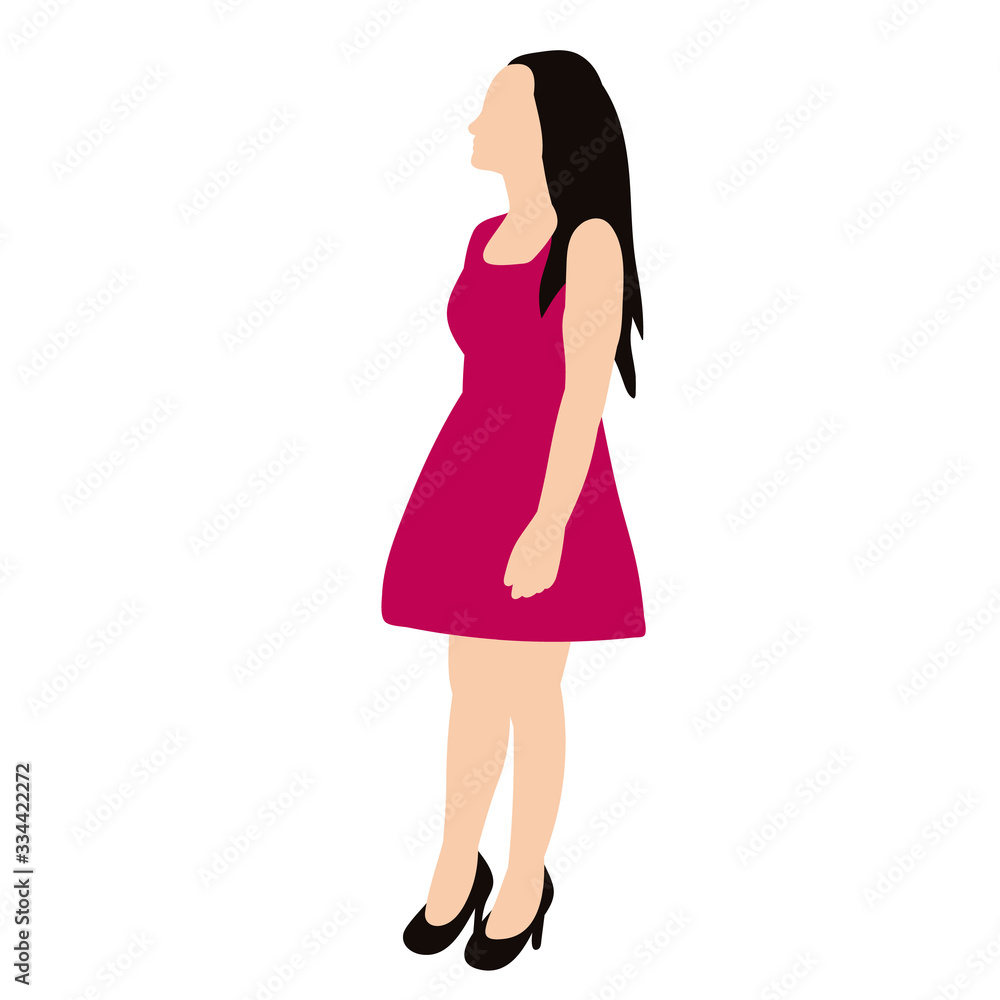 vector, isolated, flat style girl, woman stands vector, isolated, flat style girl, woman stands