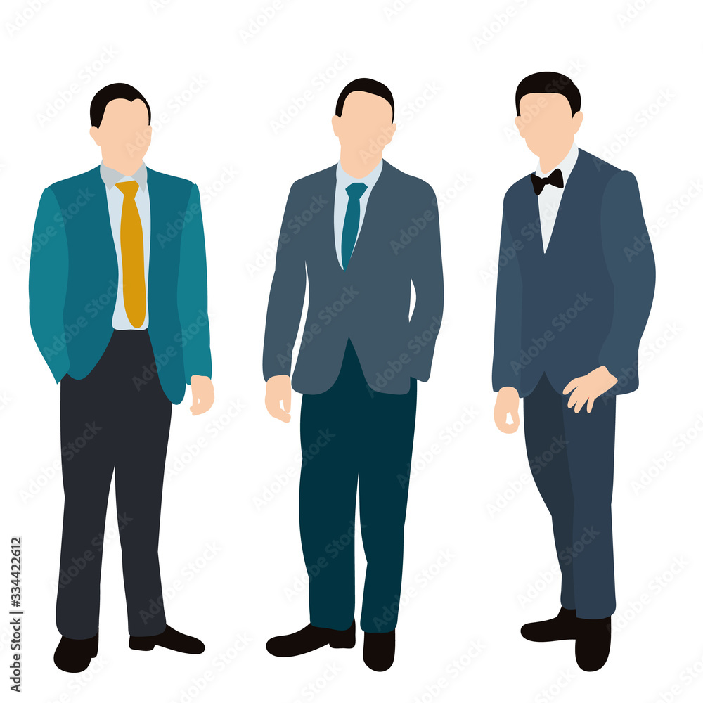  isolated, flat style people men businessmen