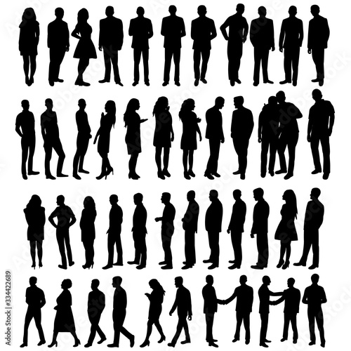 vector, isolated, silhouette people, set