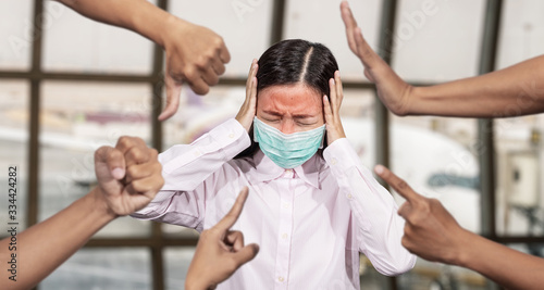 Photos Asian woman was sick with high fever wearing hygienic mask are bullied and hate
