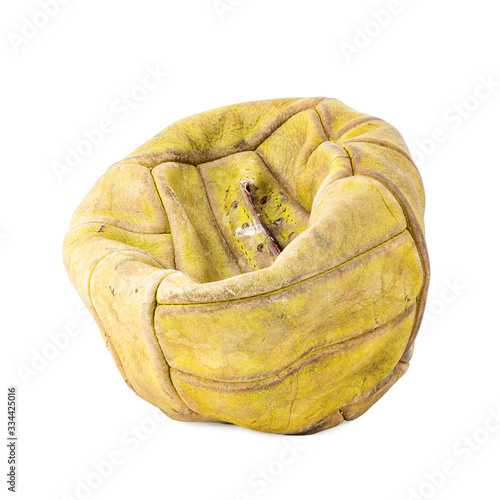 old soccer ball on a white background