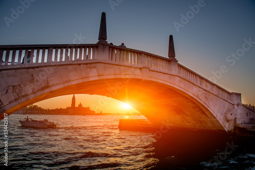 Venice skyline at sunset photo