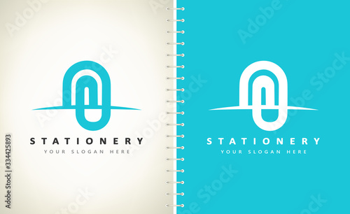 Stationery logo vector. Paper clips design.