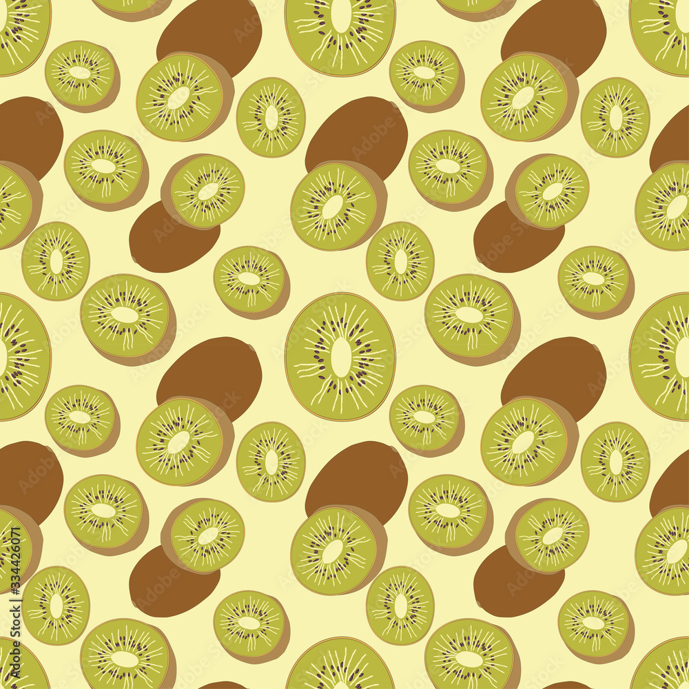 modern seamless pattern of kiwi fruits in white background. modern seamless pattern of kiwi fruits in white background.