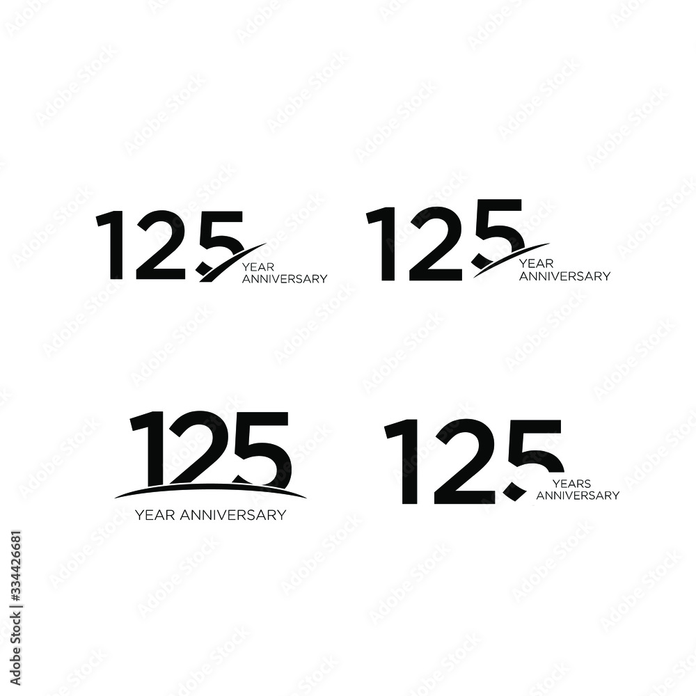 collection 125 anniversary black ribbon letter logo banner collection 125 anniversary black ribbon letter logo banner