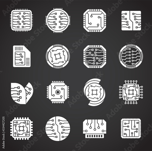 Circuits related icons set on background for graphic and web design. Creative illustration concept symbol for web or mobile app
