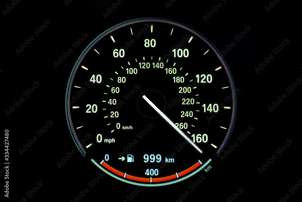 More than 260 Kilometers per hour,light with car mileage with black background,number of speed,Odometer of car.	
