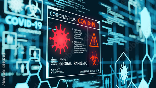 Coronavirus Covid-19 Global Pandemic Data Visualization. 3D illustration