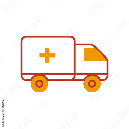 ambulance icon, half line half color style