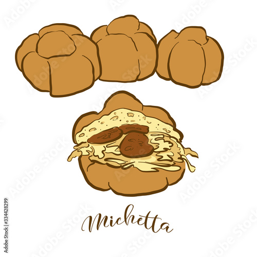 Colored drawing of Michetta bread