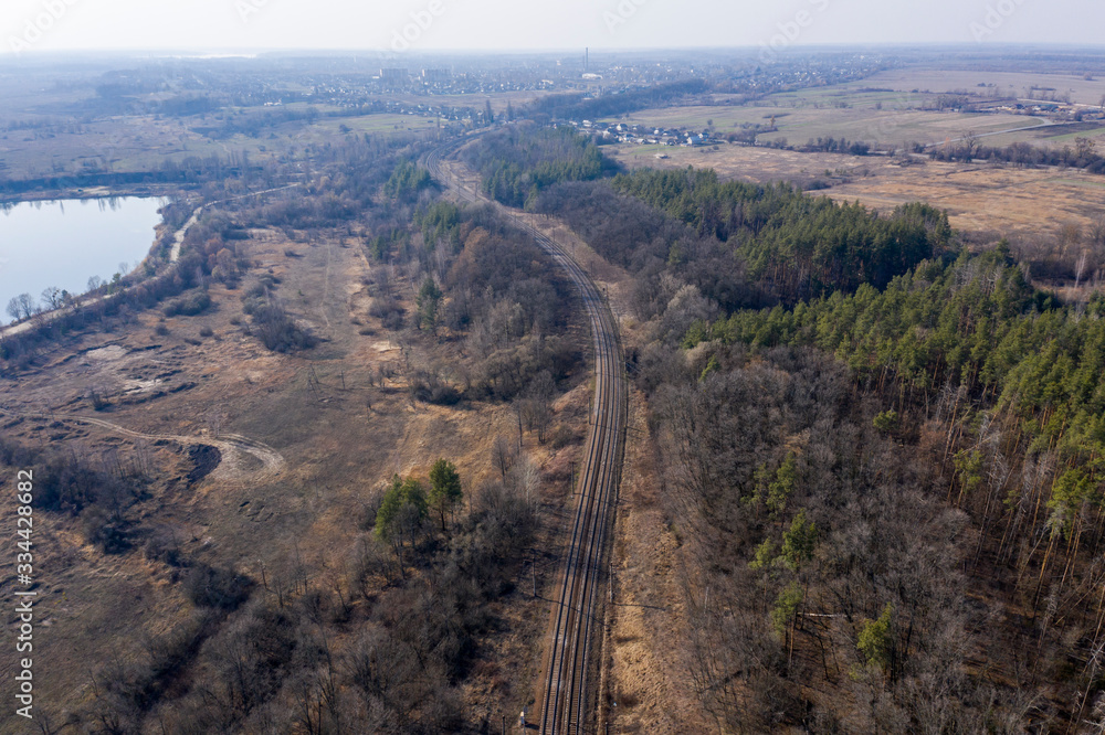 railway rails, view from above railway rails, view from above