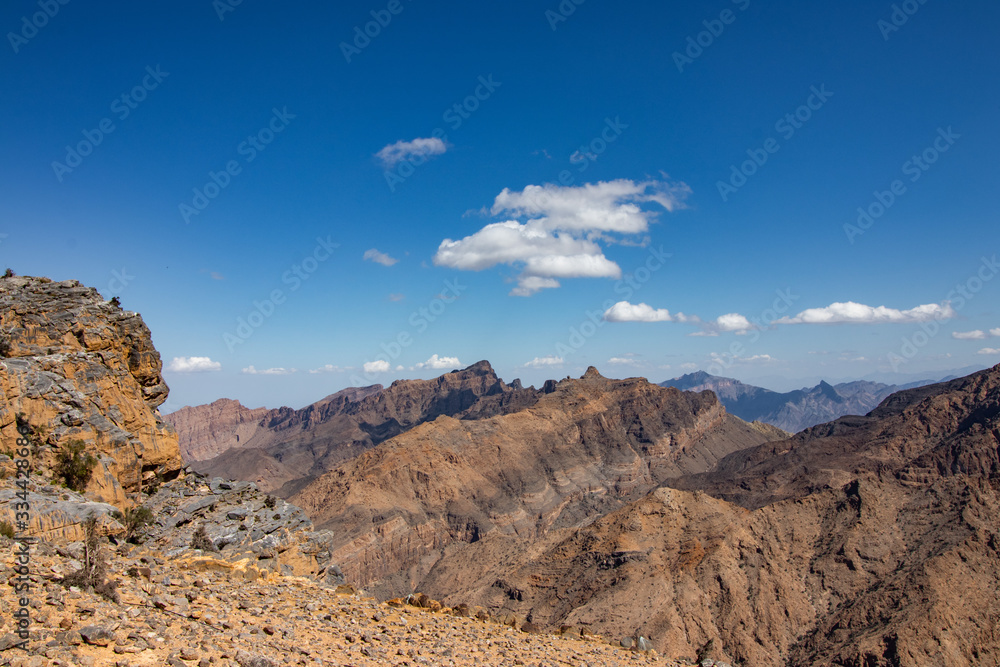 Beautiful view along the cliff of Jabal Shams near Nizwa in Oman