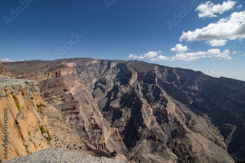 Beautiful view along the cliff of Jabal Shams near Nizwa in Oman