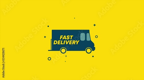 The delivery car goes and the inscription 
