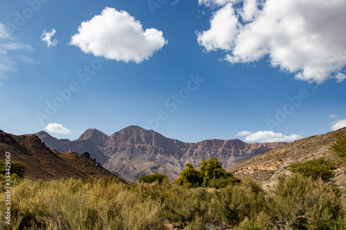Mountain view in the valley on the way to Jabal Shams near Nizwa in Oman