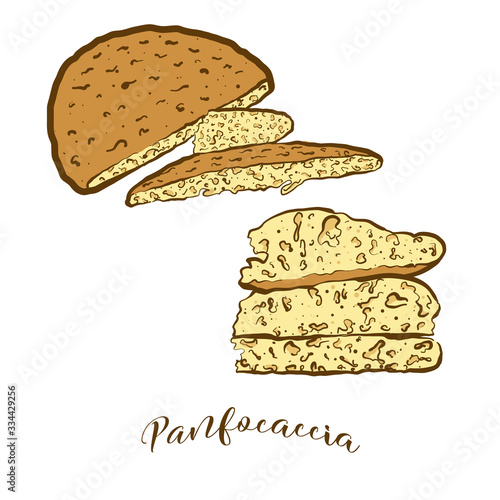 Colored drawing of Panfocaccia bread