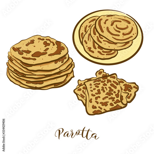 Colored drawing of Parotta bread