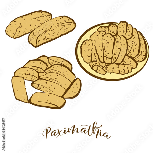 Colored drawing of Paximathia bread