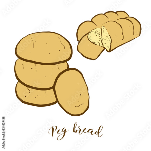 Colored drawing of Peg bread bread