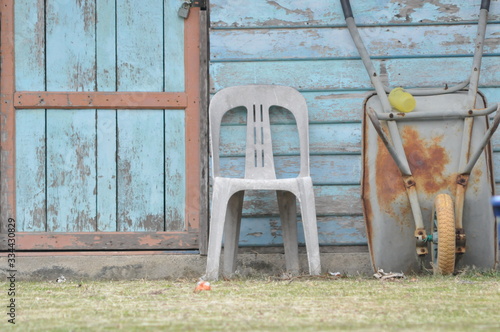 old wooden chair on porch