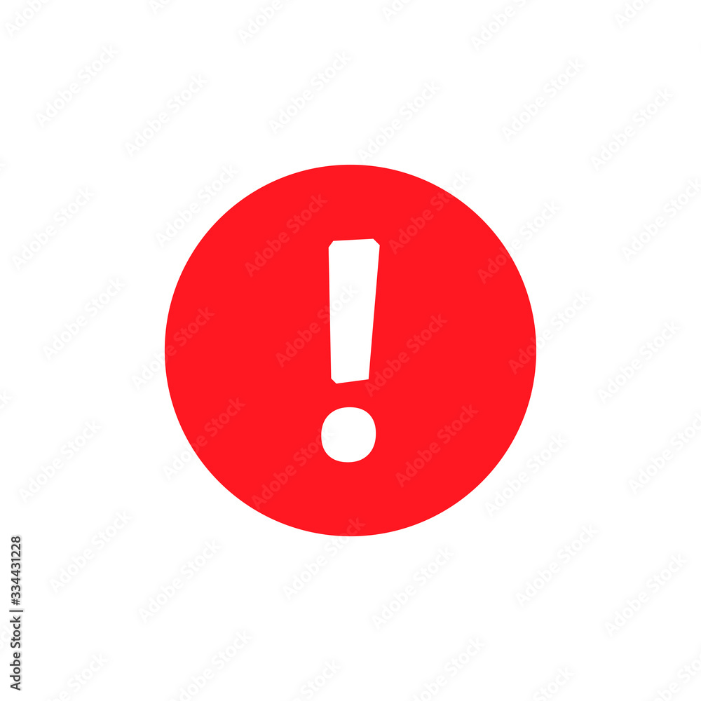 Exclamation mark. Flat web icon or sign isolated on white background. Collection modern trend concept design style vector illustration symbol Exclamation mark. Flat web icon or sign isolated on white background. Collection modern trend concept design style vector illustration symbol