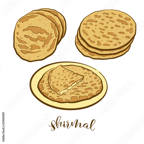 Colored drawing of Shirmal bread