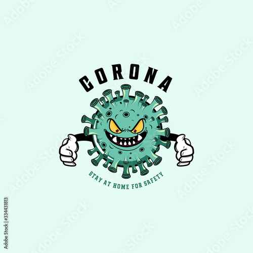 Corona virus logo design illustration. Covid-19 virus logo design