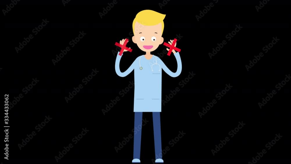 Animation doctor cartoon showing do not touch face for protecting from the Coronavirus, Covid-19 or 2019-nCov, for pandemic and virus prevention concept Animation doctor cartoon showing do not touch face for protecting from the Coronavirus, Covid-19 or 2019-nCov, for pandemic and virus prevention concept