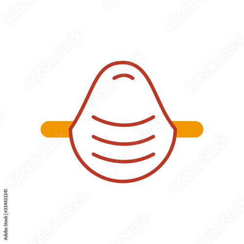mouth mask icon, half line half color style
