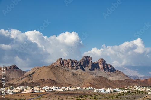 View of mountains around Al Huta cave near Nizwa in Oman