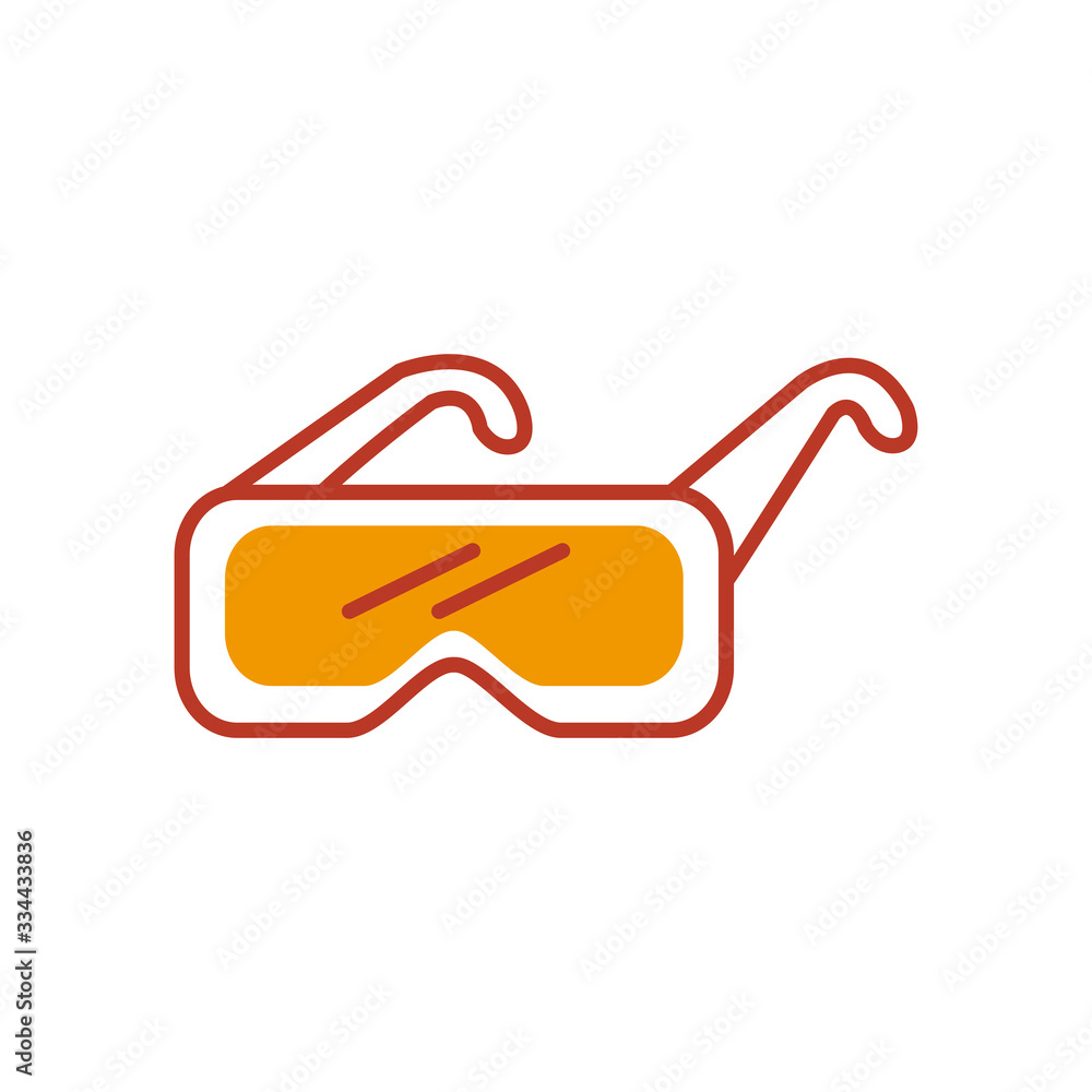 safety glasses icon, half line half color style safety glasses icon, half line half color style