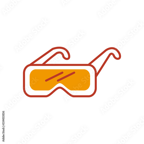safety glasses icon, half line half color style